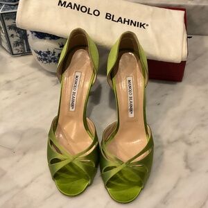 Satin Green Manolo Blahnik Heels Size 37/US 7